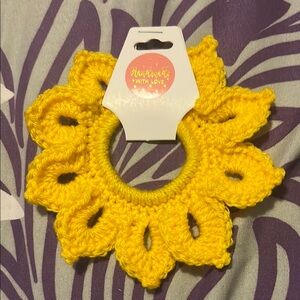 Hand Crafted Sunflower Yellow Crochet Scrunchie